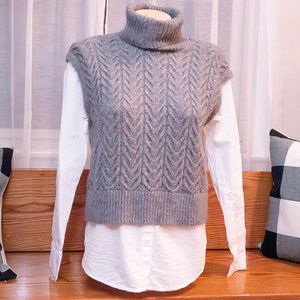 Sincerely Jules Gray Sweater Vest with built in white blouse